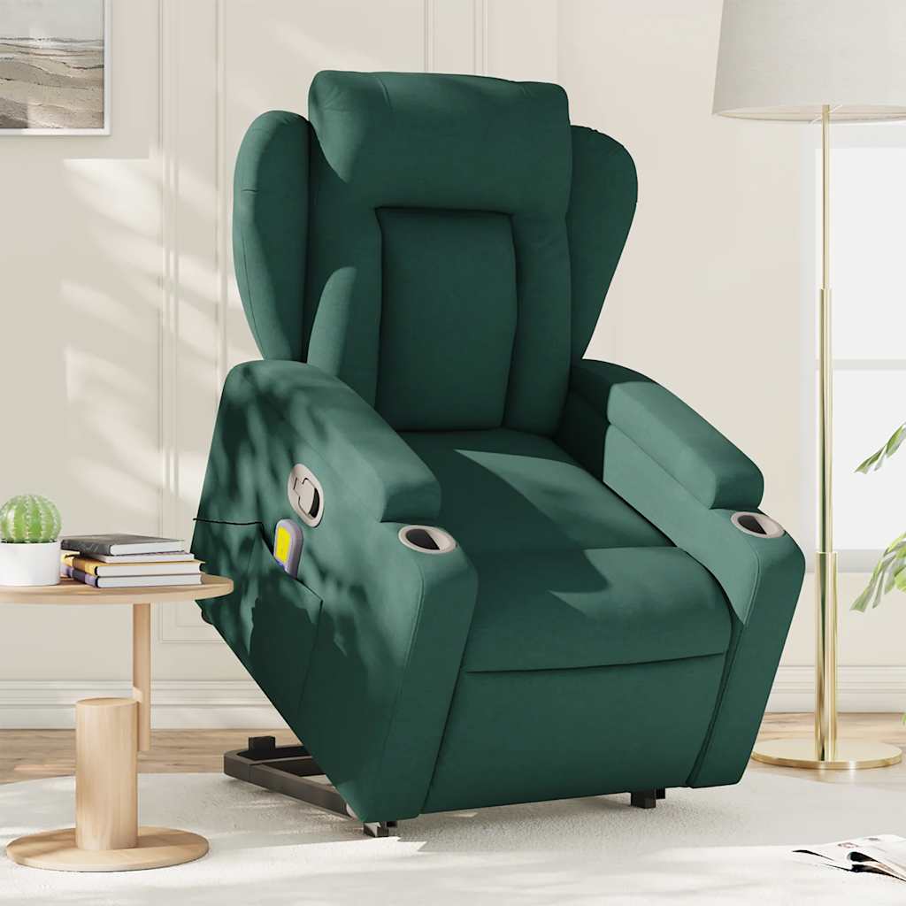 Fauteuil inclinable de massage Vert foncé Tissu