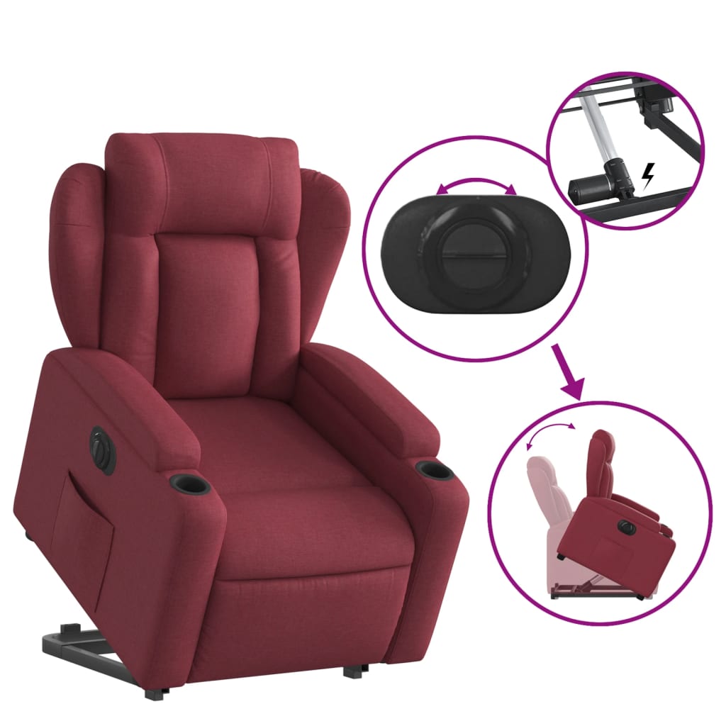 Fauteuil inclinable électrique rouge bordeaux tissu