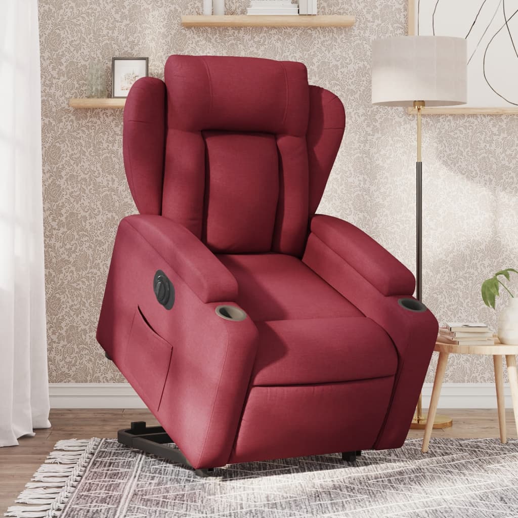 Fauteuil inclinable électrique rouge bordeaux tissu