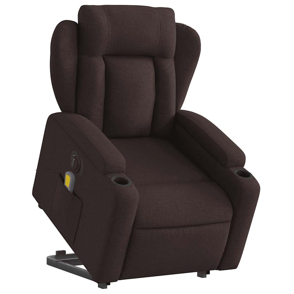 Fauteuil inclinable de massage électrique Marron foncé Tissu