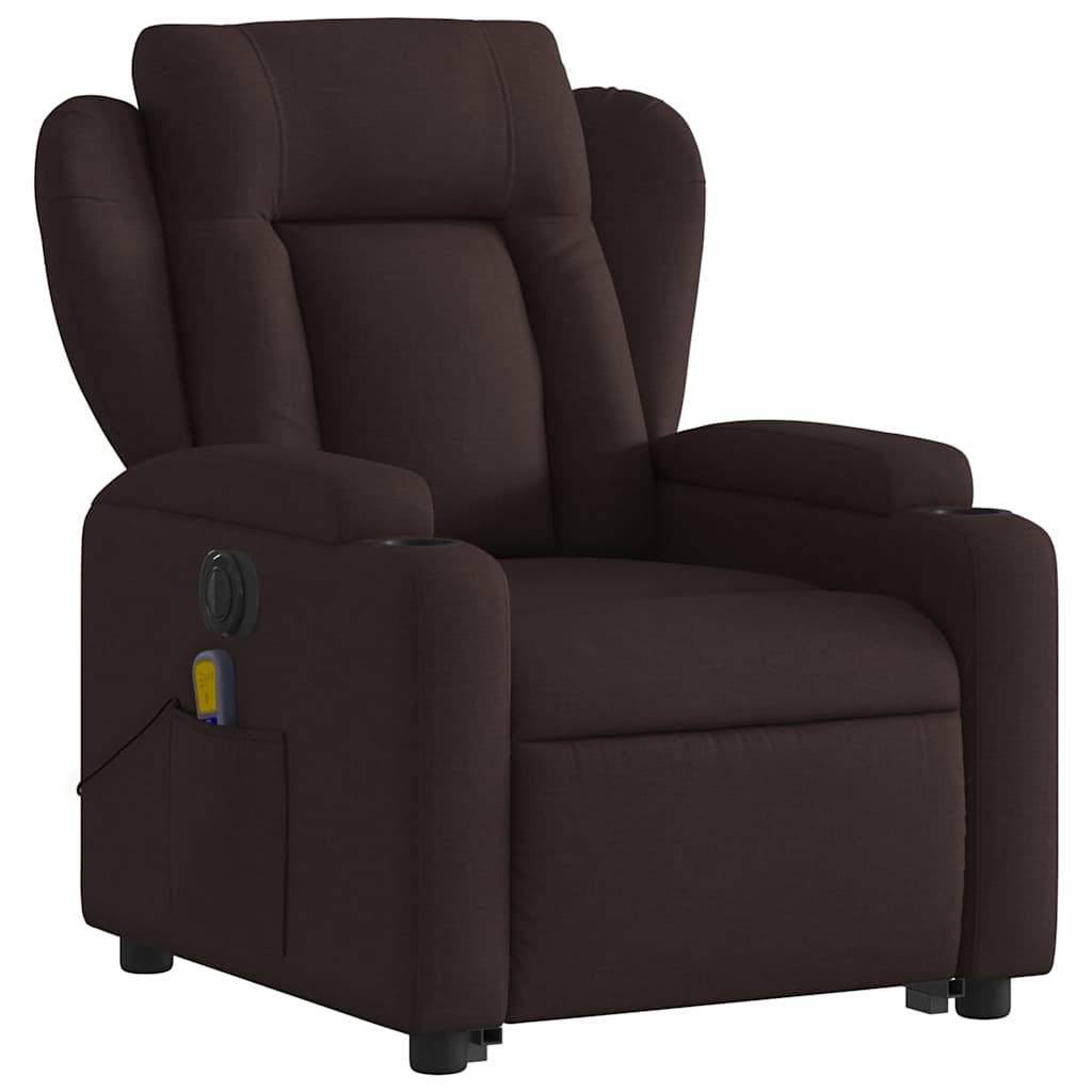 Fauteuil inclinable de massage électrique Marron foncé Tissu