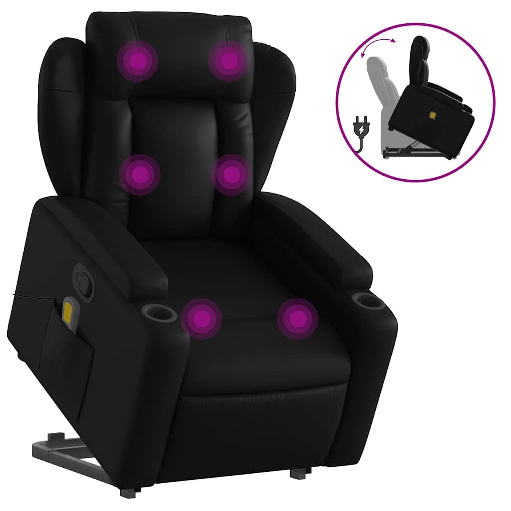 Fauteuil inclinable de massage Noir Similicuir