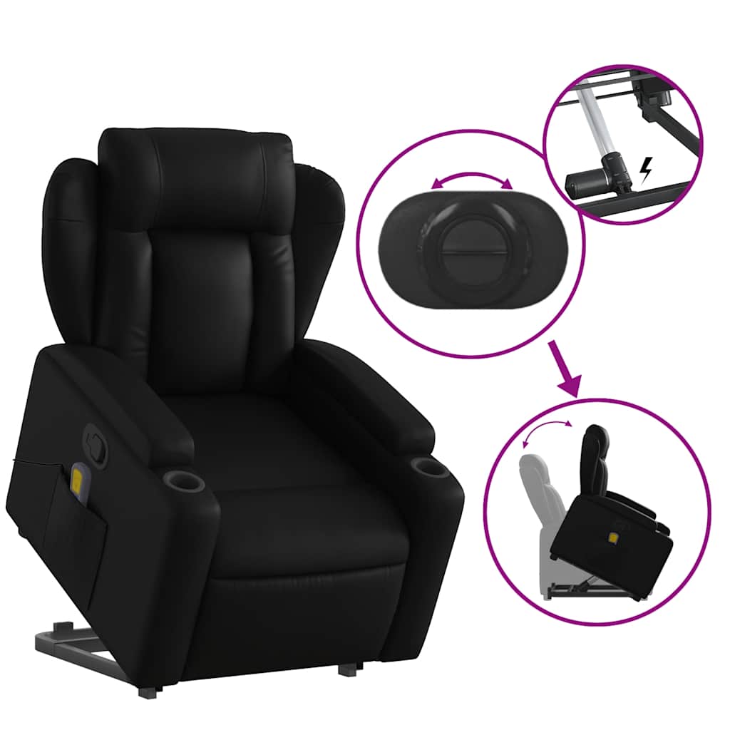 Fauteuil inclinable de massage Noir Similicuir