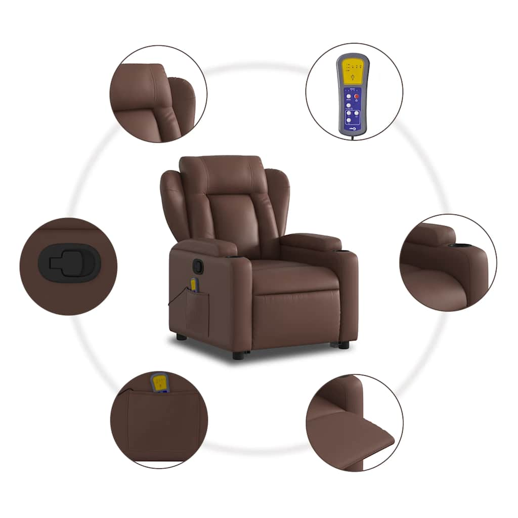 Fauteuil inclinable de massage Marron Similicuir