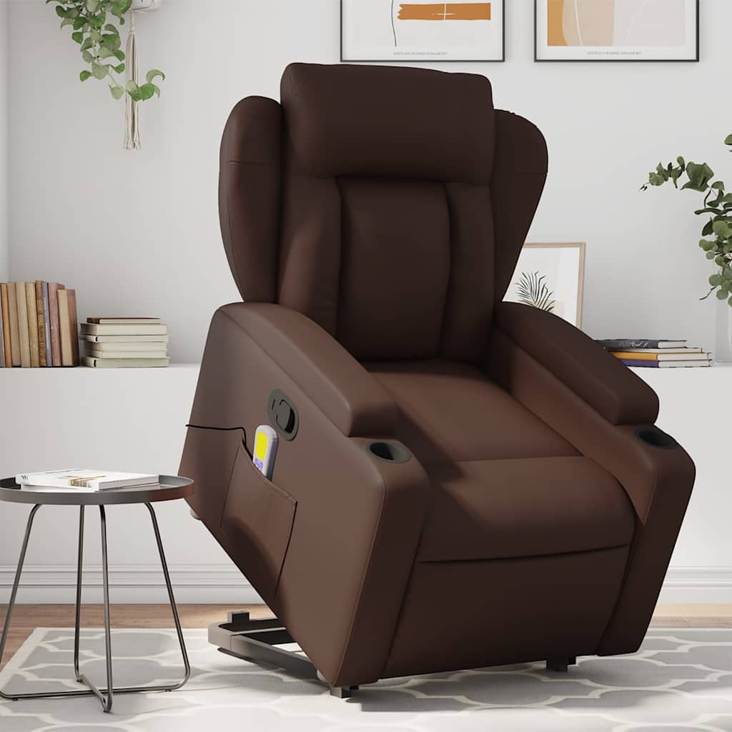 Fauteuil inclinable de massage Marron Similicuir