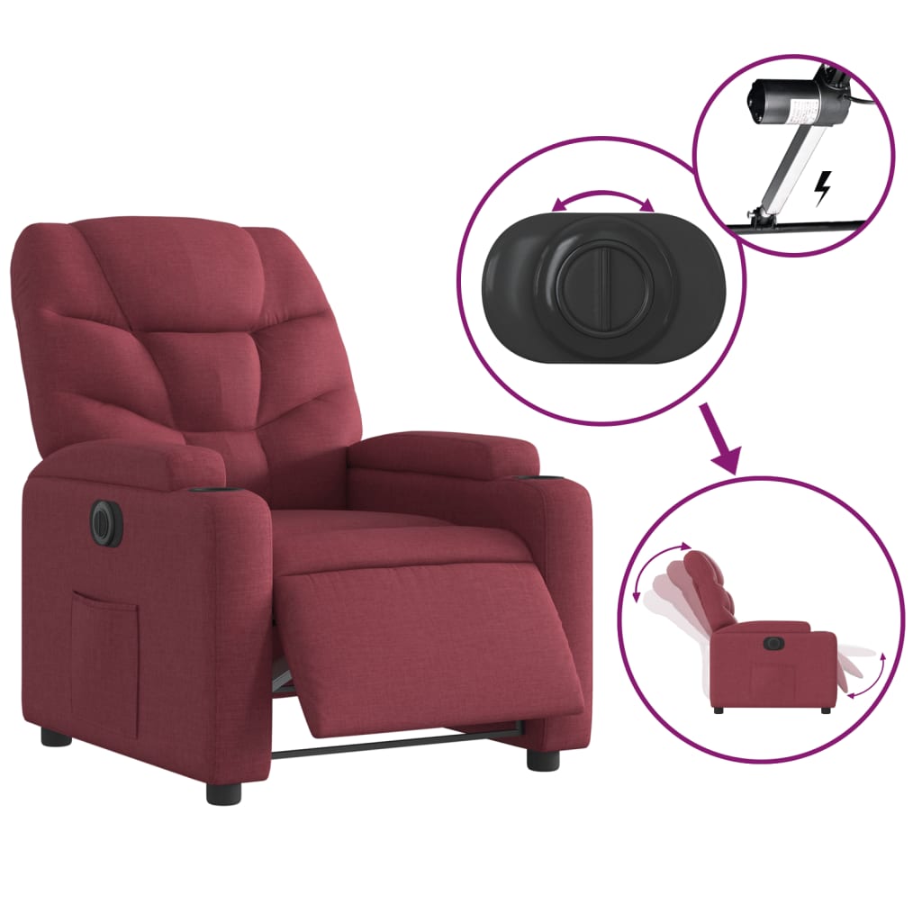 Fauteuil inclinable électrique Rouge bordeaux Tissu