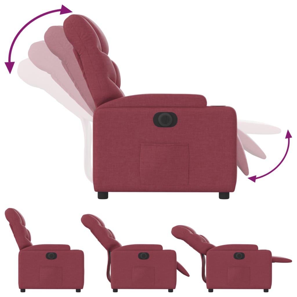 Fauteuil inclinable électrique Rouge bordeaux Tissu