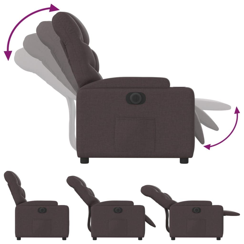 Fauteuil inclinable électrique Marron foncé Tissu