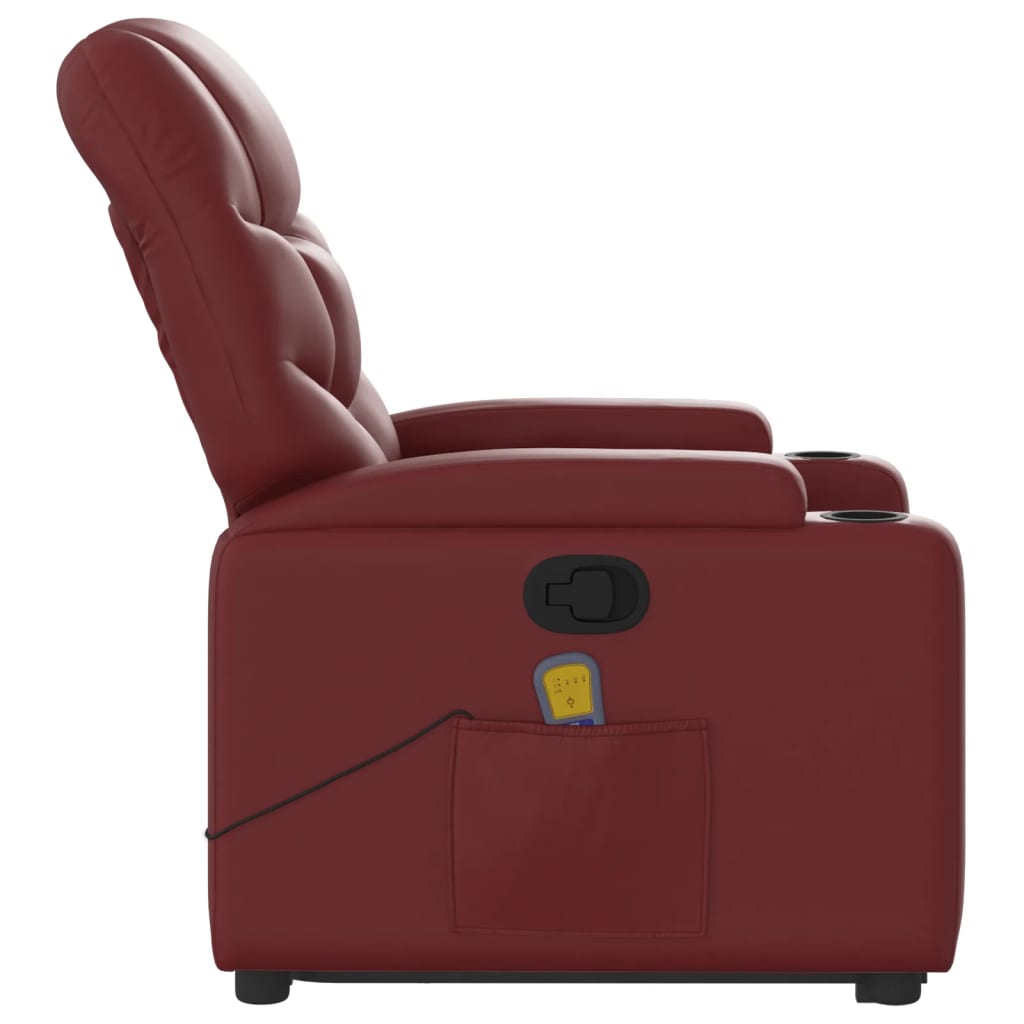 Fauteuil inclinable de massage Rouge bordeaux Similicuir