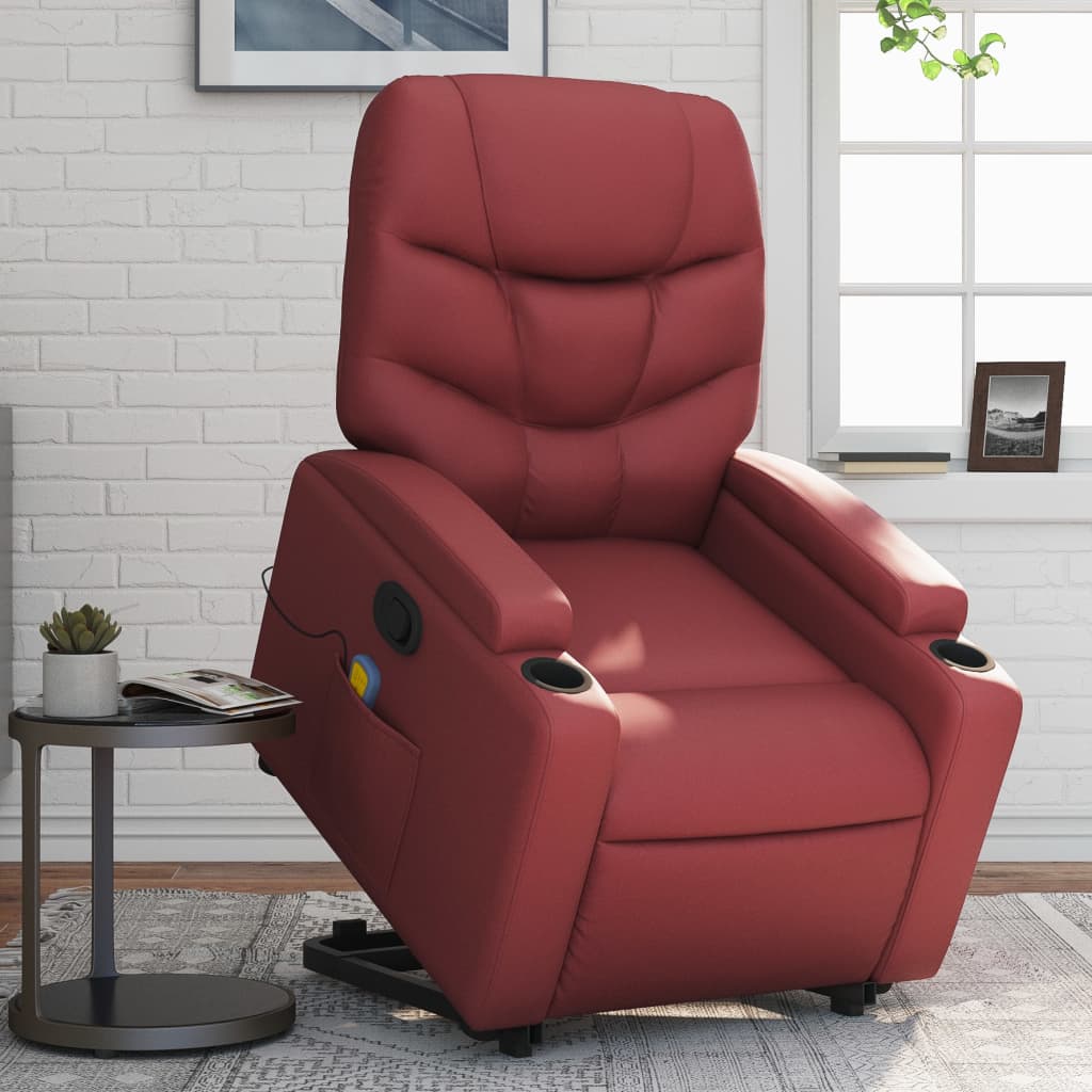 Fauteuil inclinable de massage Rouge bordeaux Similicuir