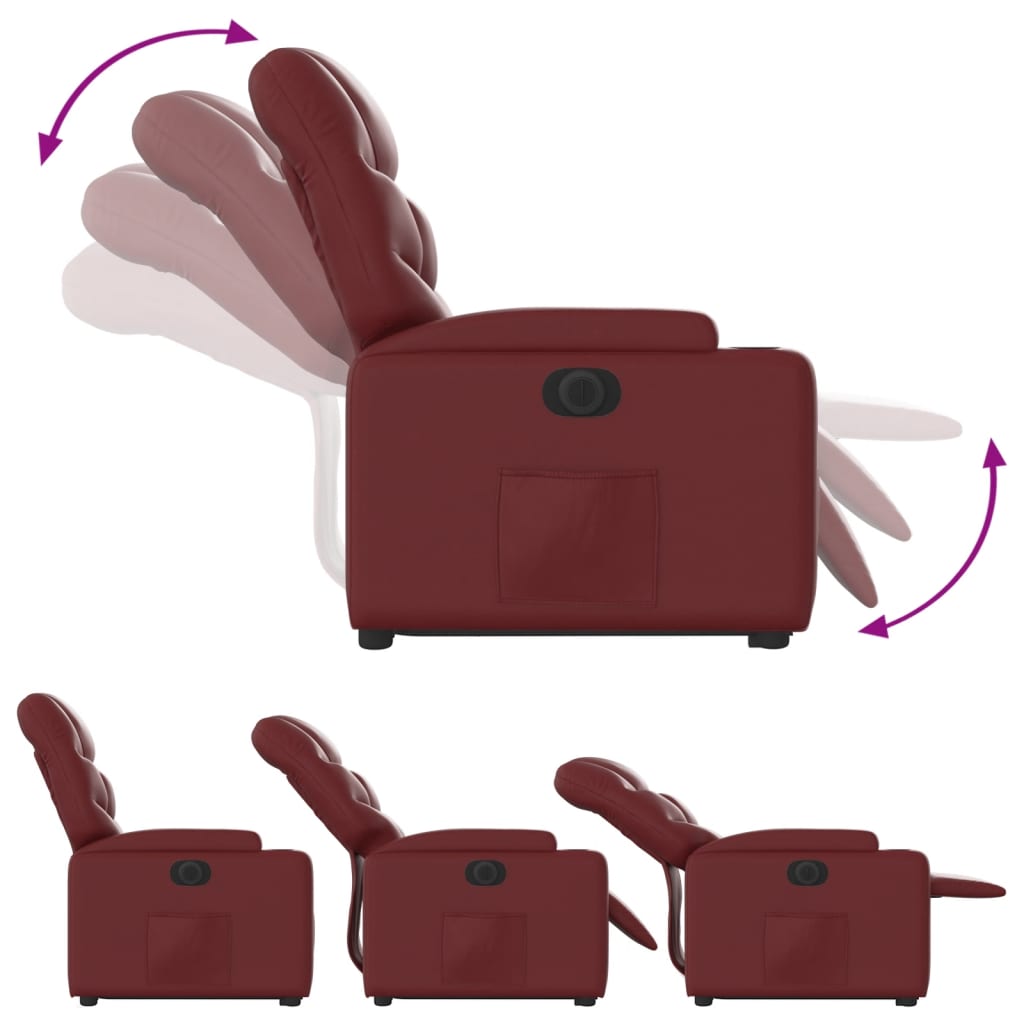 Fauteuil inclinable électrique rouge bordeaux similicuir