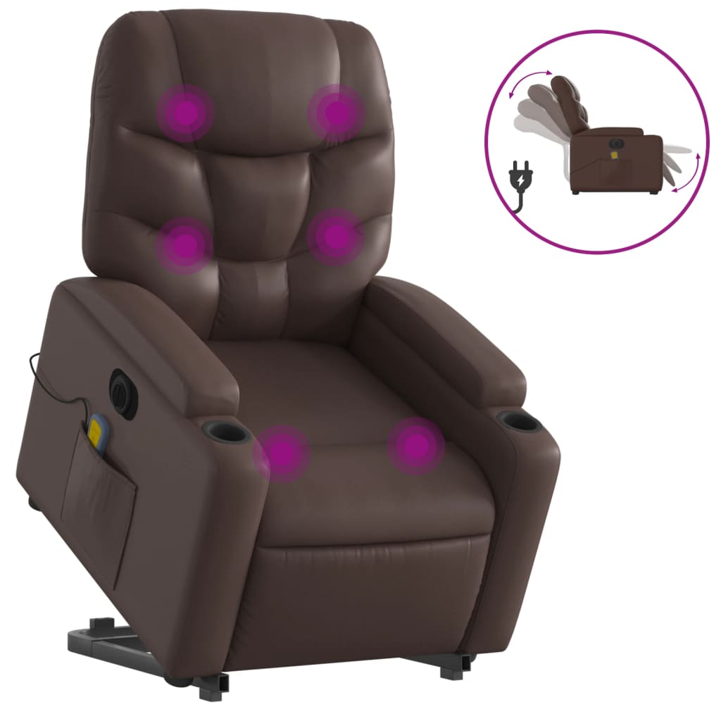 Fauteuil inclinable de massage électrique marron similicuir