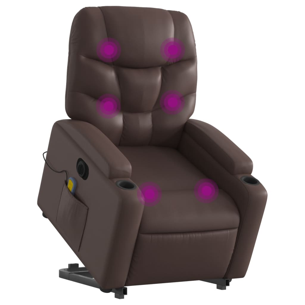 Fauteuil inclinable de massage électrique marron similicuir