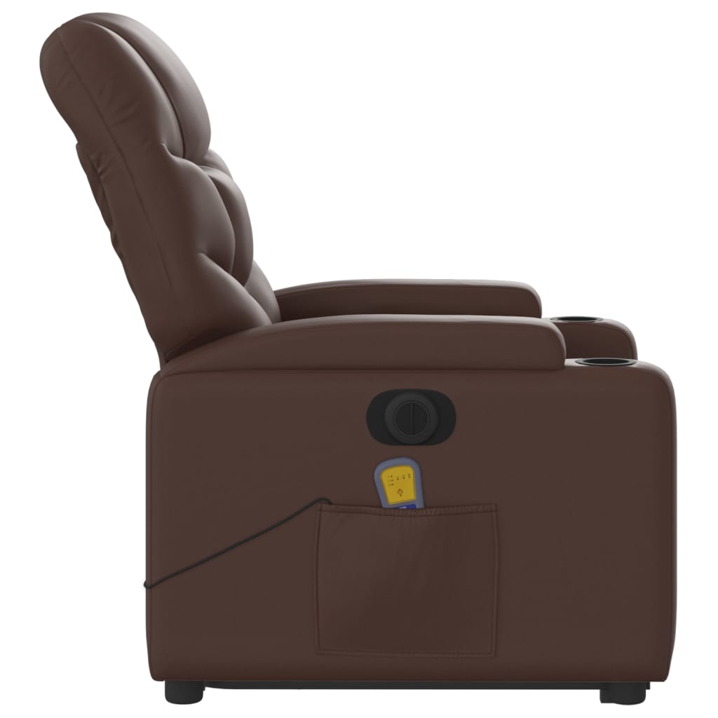 Fauteuil inclinable de massage électrique marron similicuir