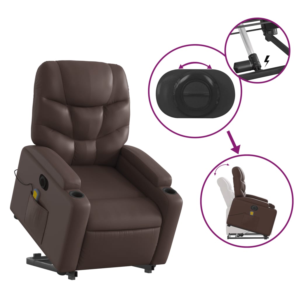 Fauteuil inclinable de massage électrique marron similicuir