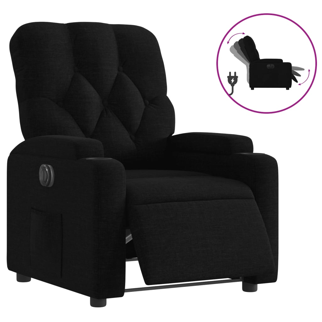 Fauteuil inclinable électrique Noir Tissu