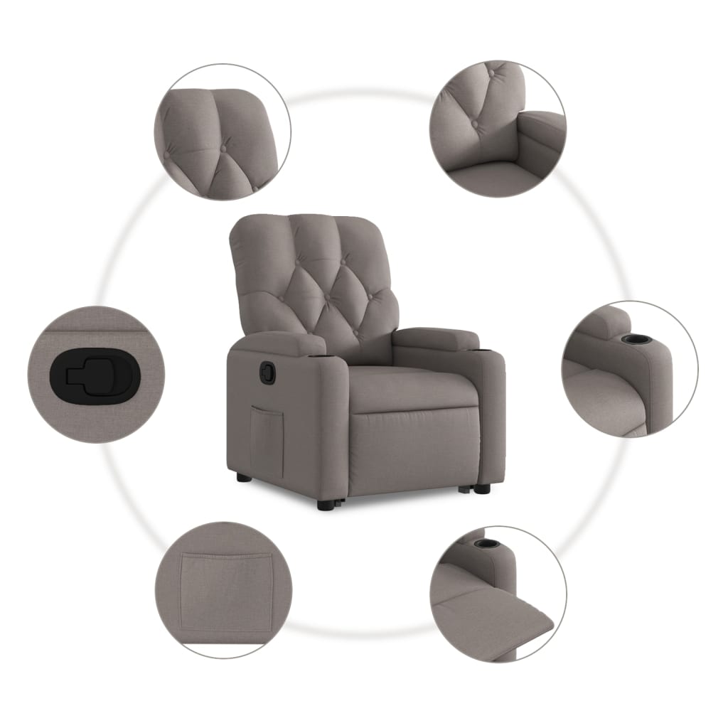 Fauteuil inclinable taupe tissu