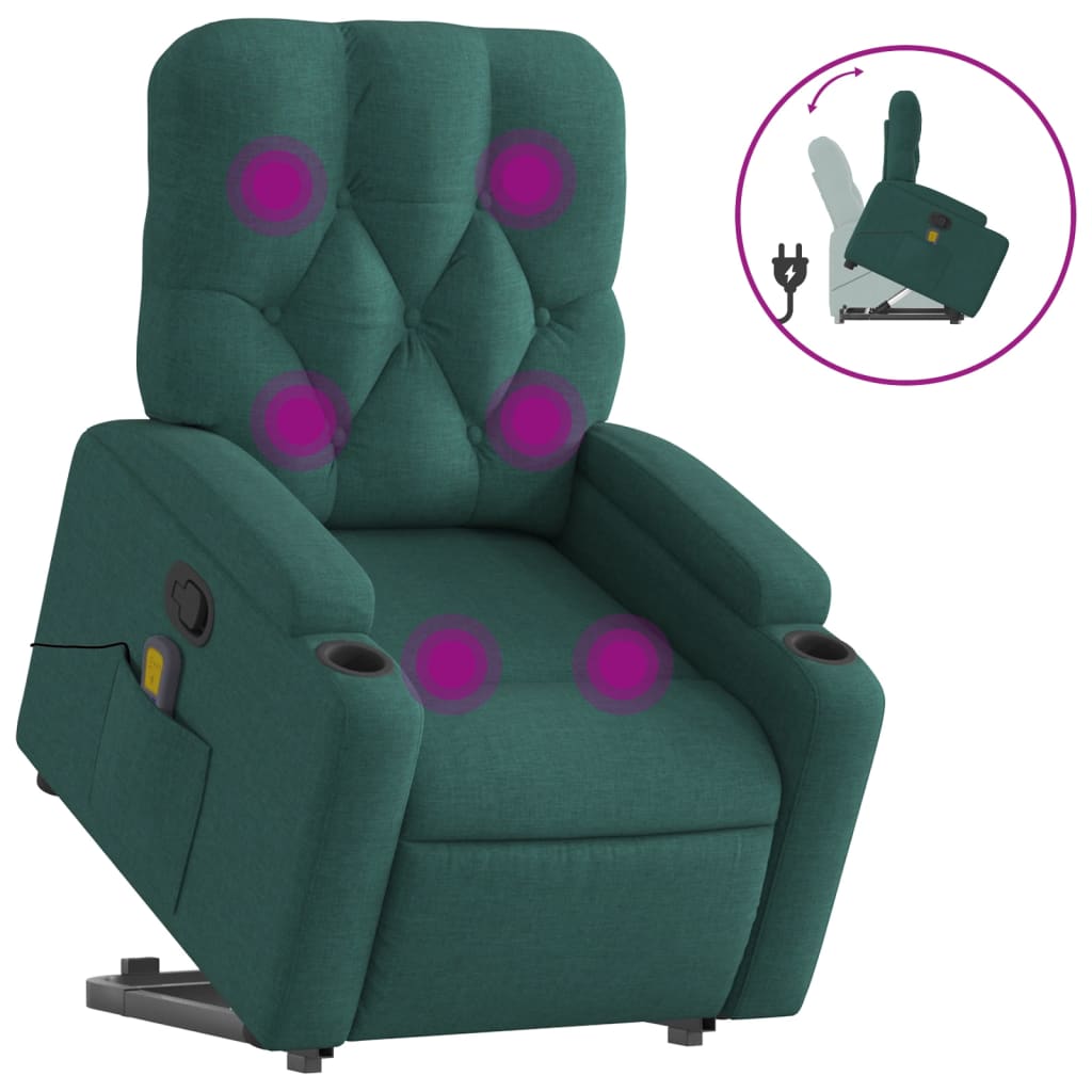 Fauteuil inclinable de massage Vert foncé Tissu