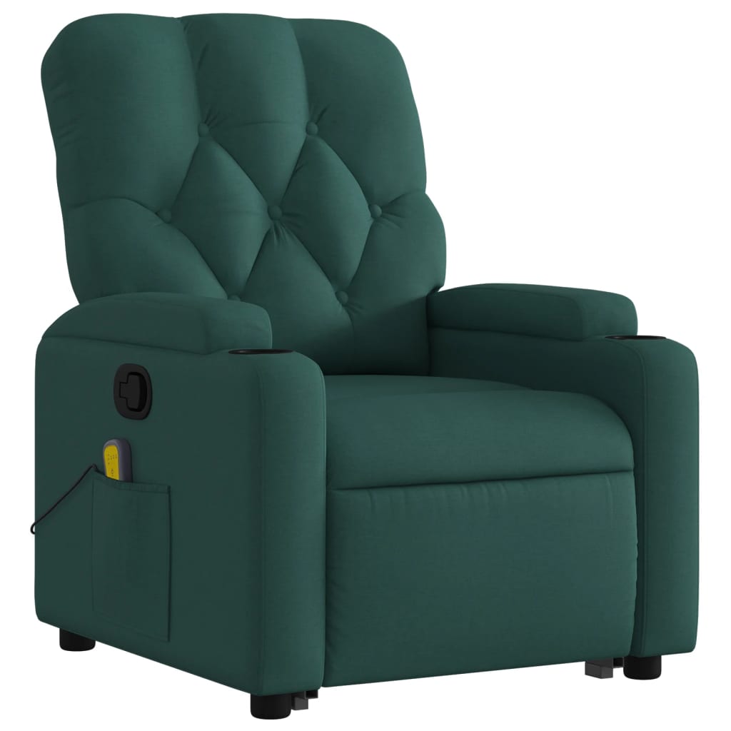 Fauteuil inclinable de massage Vert foncé Tissu