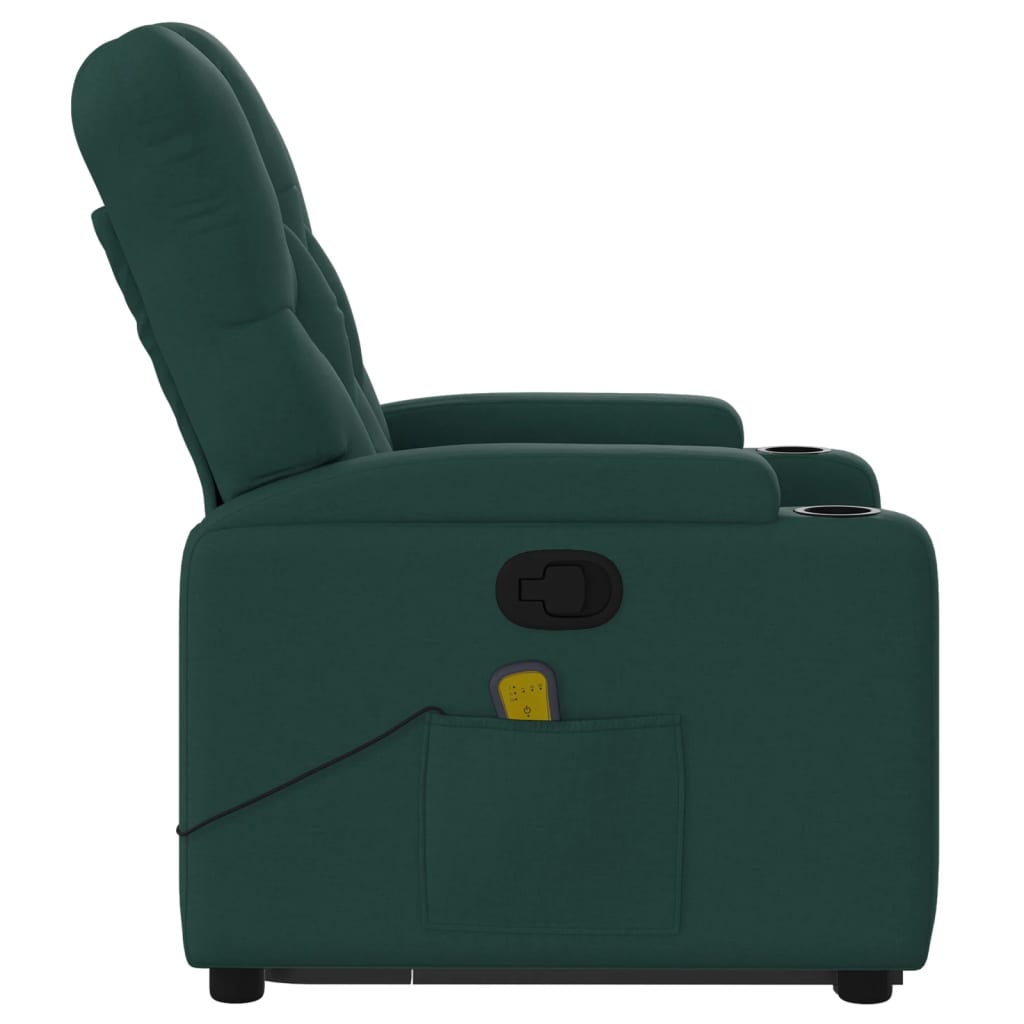 Fauteuil inclinable de massage Vert foncé Tissu