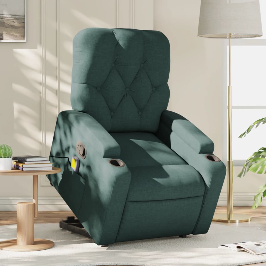 Fauteuil inclinable de massage Vert foncé Tissu