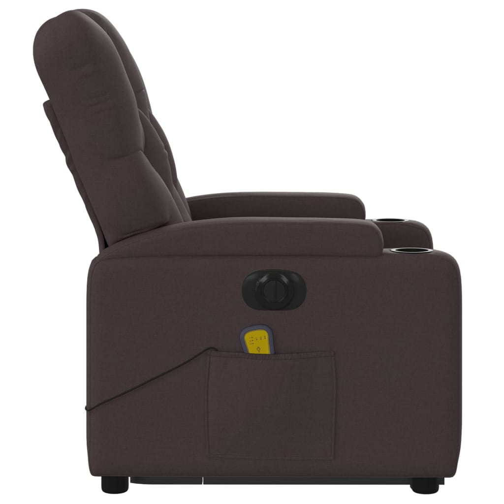 Fauteuil inclinable de massage électrique Marron foncé Tissu