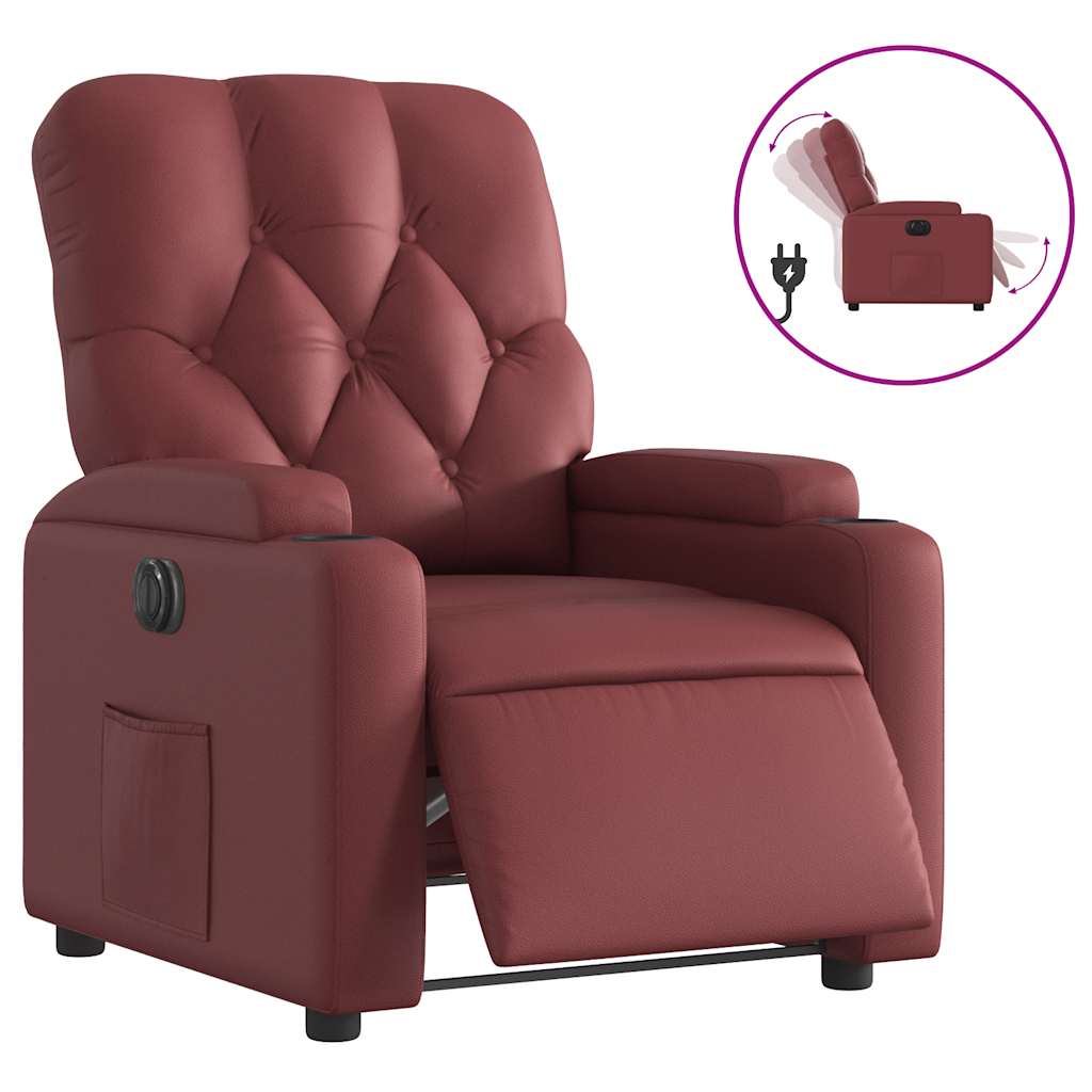 Fauteuil inclinable électrique Rouge bordeaux Similicuir