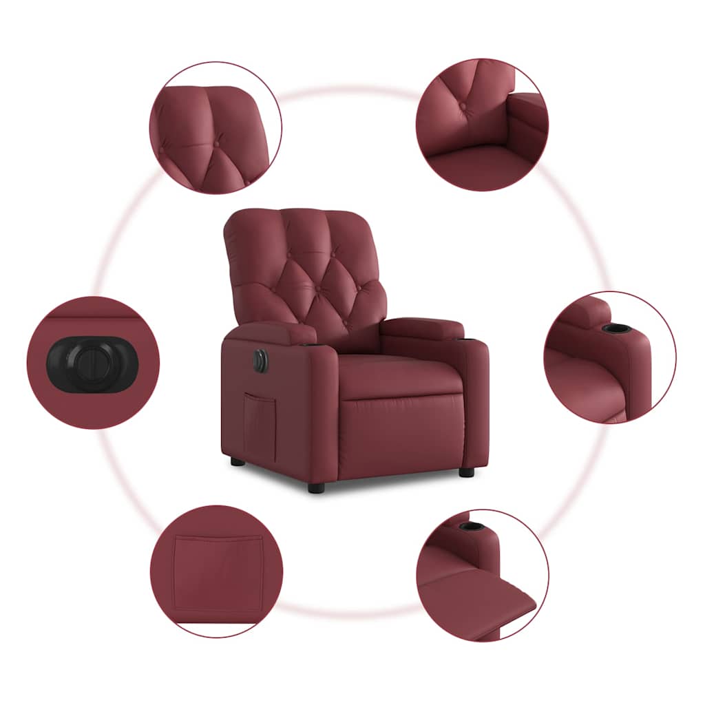 Fauteuil inclinable électrique Rouge bordeaux Similicuir