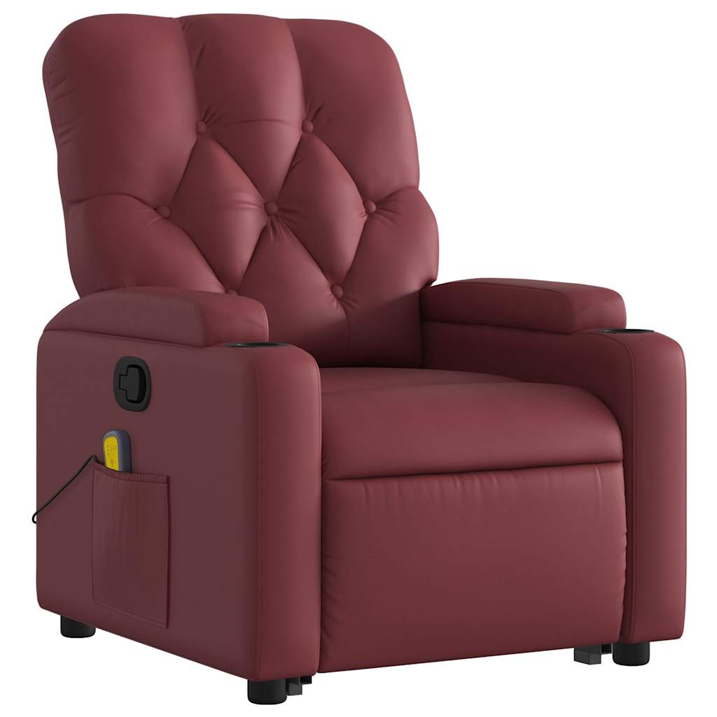 Fauteuil inclinable de massage Rouge bordeaux Similicuir