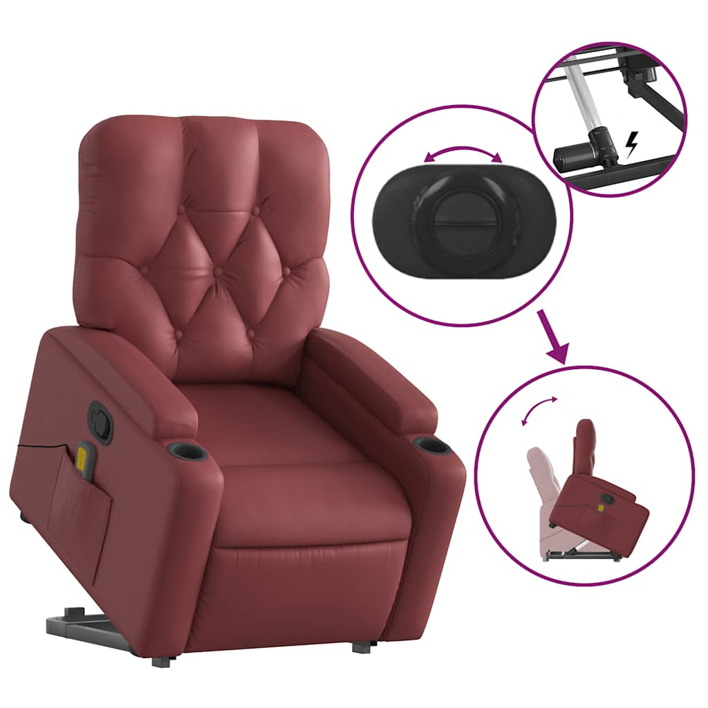 Fauteuil inclinable de massage Rouge bordeaux Similicuir