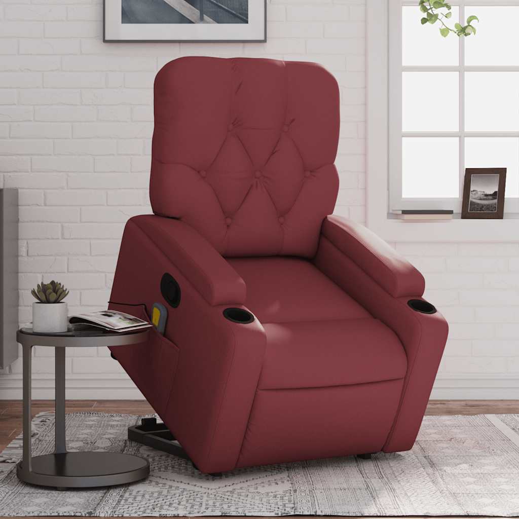 Fauteuil inclinable de massage Rouge bordeaux Similicuir