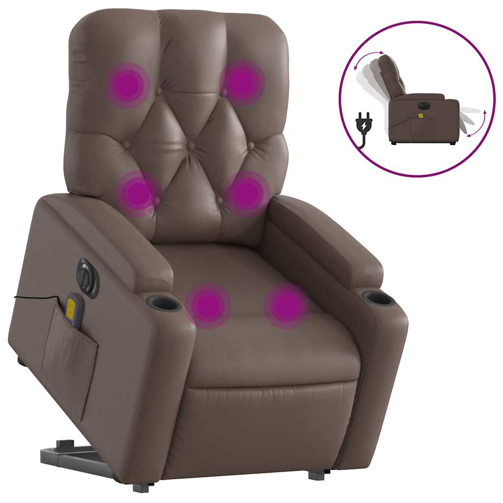 Fauteuil inclinable de massage électrique marron similicuir