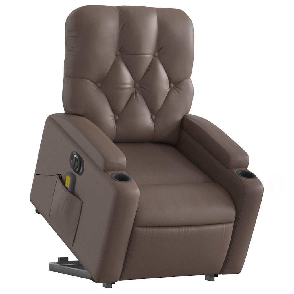 Fauteuil inclinable de massage électrique marron similicuir