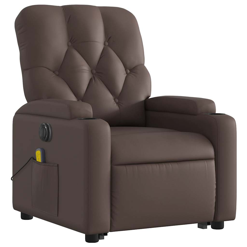 Fauteuil inclinable de massage électrique marron similicuir