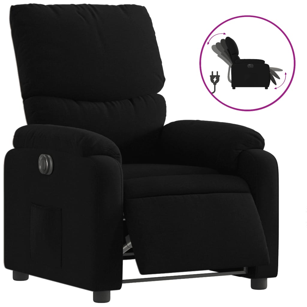 Fauteuil inclinable électrique Noir Tissu