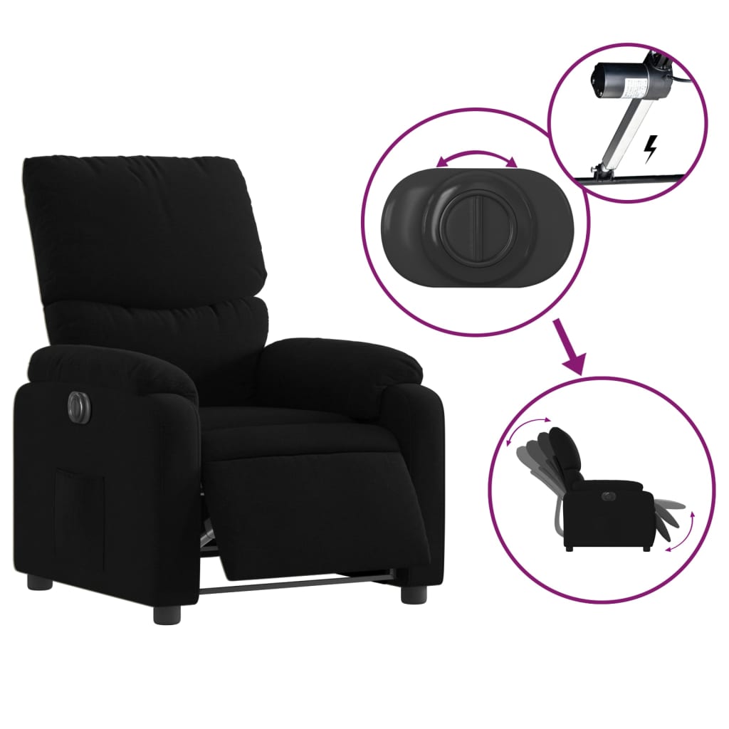 Fauteuil inclinable électrique Noir Tissu