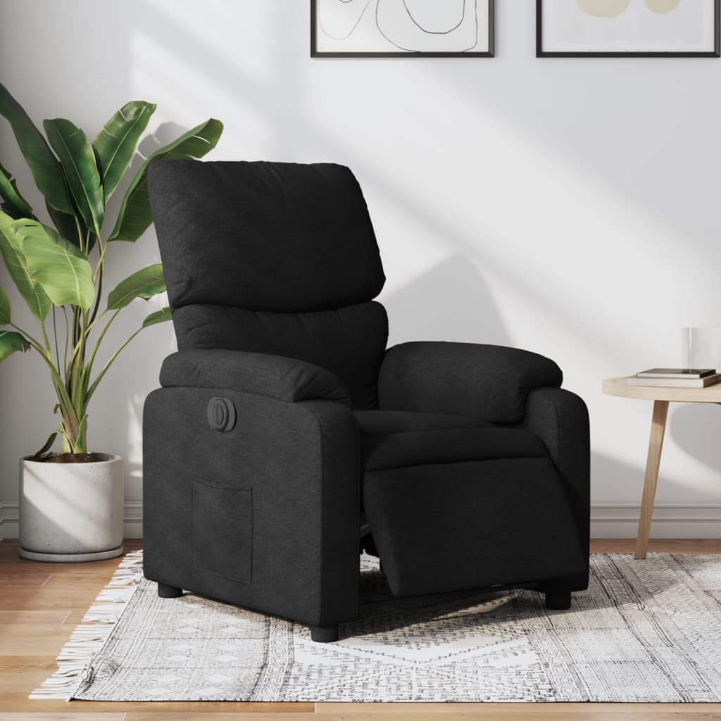 Fauteuil inclinable électrique Noir Tissu