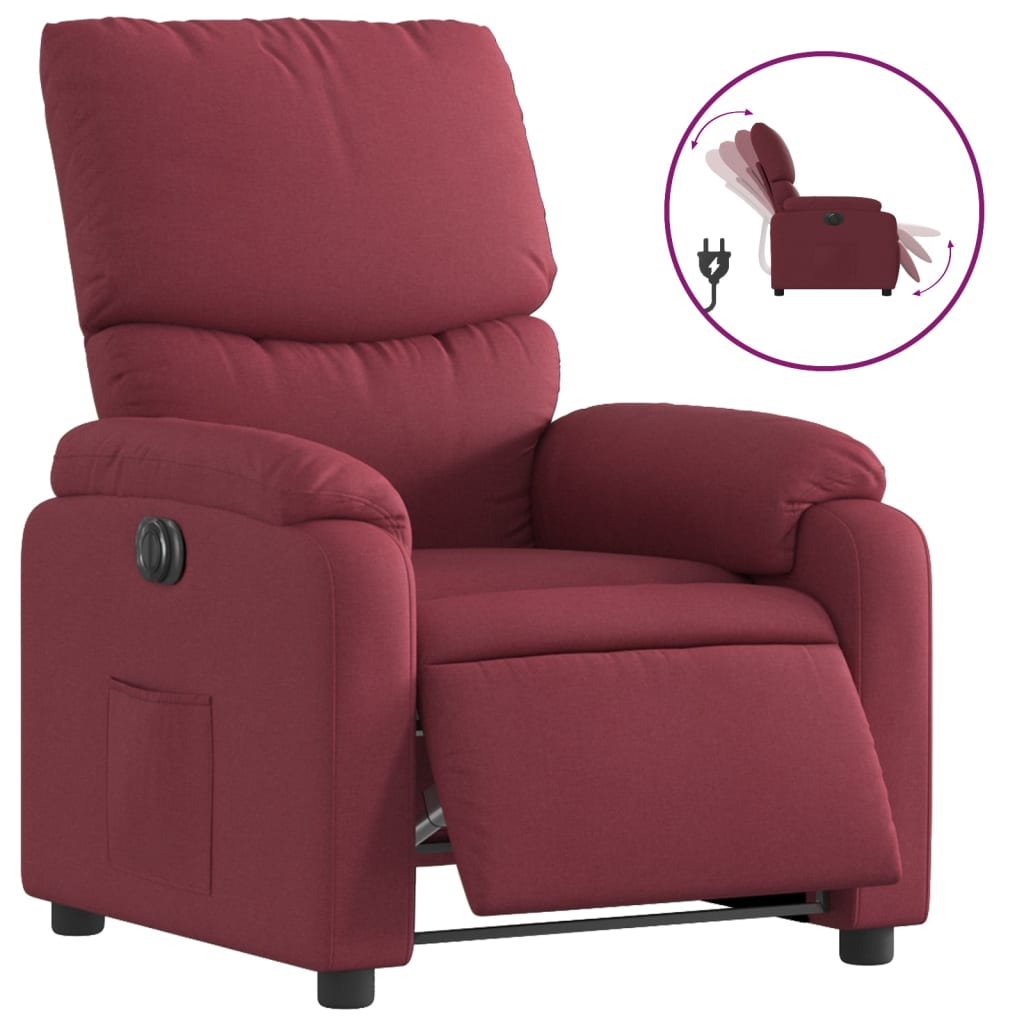 Fauteuil inclinable électrique Rouge bordeaux Tissu