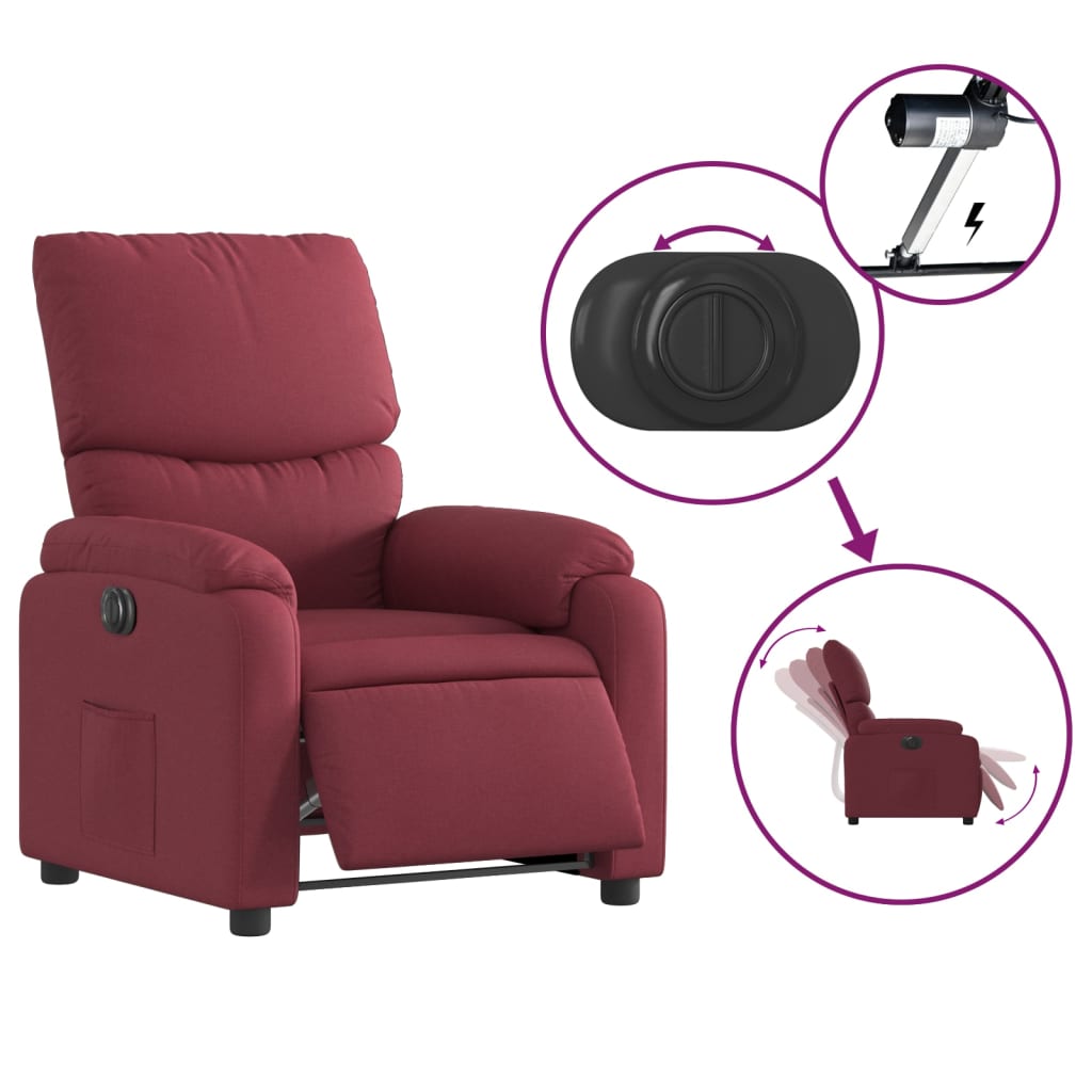 Fauteuil inclinable électrique Rouge bordeaux Tissu