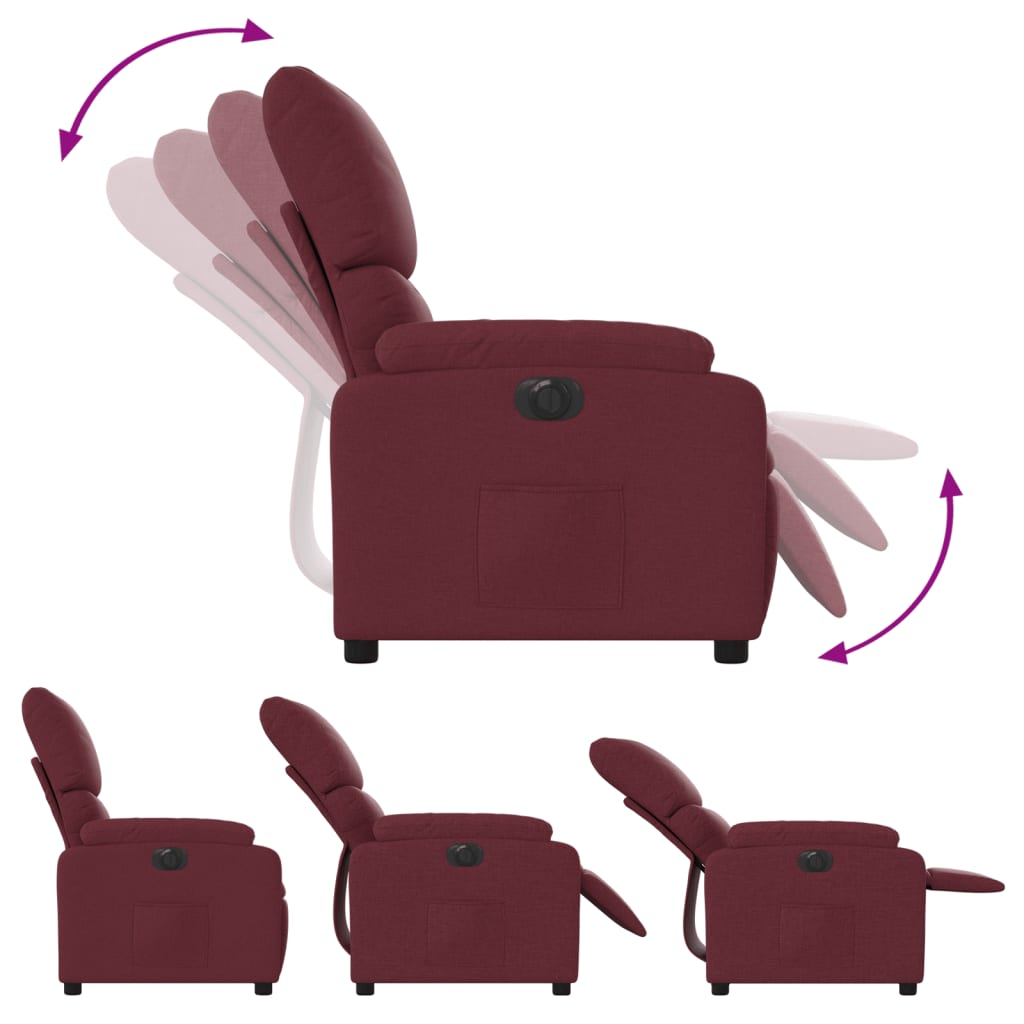 Fauteuil inclinable électrique Rouge bordeaux Tissu