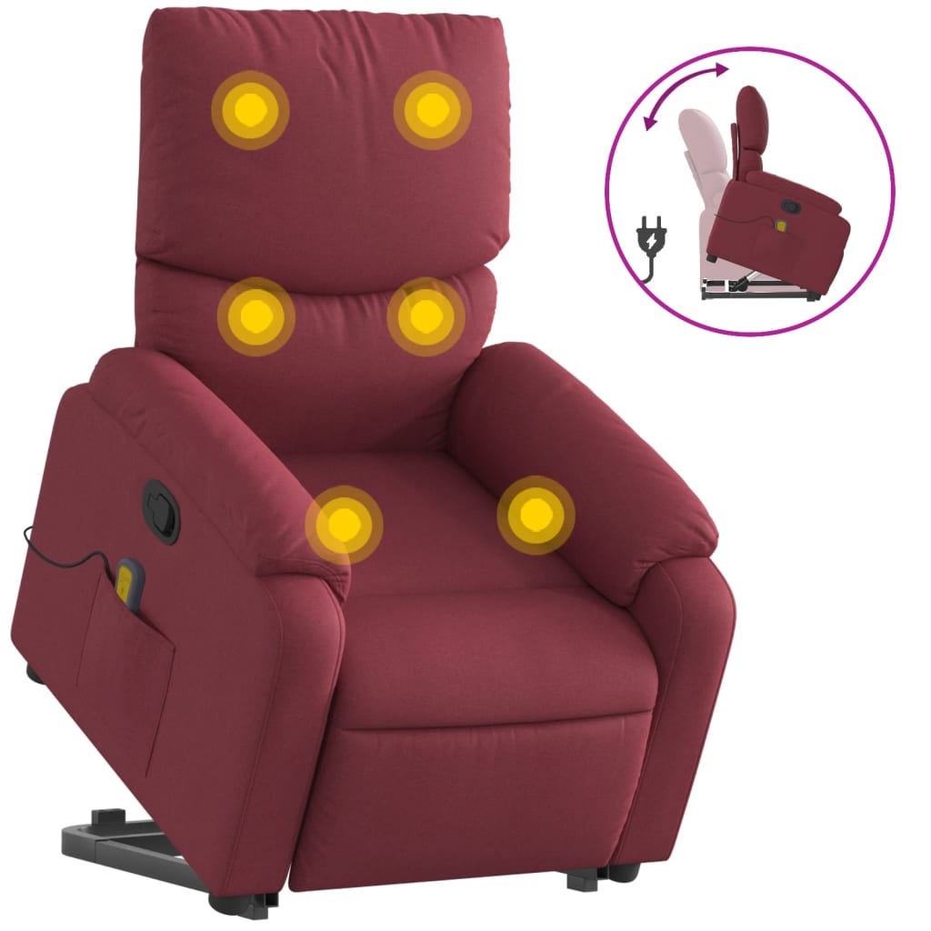 Fauteuil inclinable de massage Rouge bordeaux Tissu