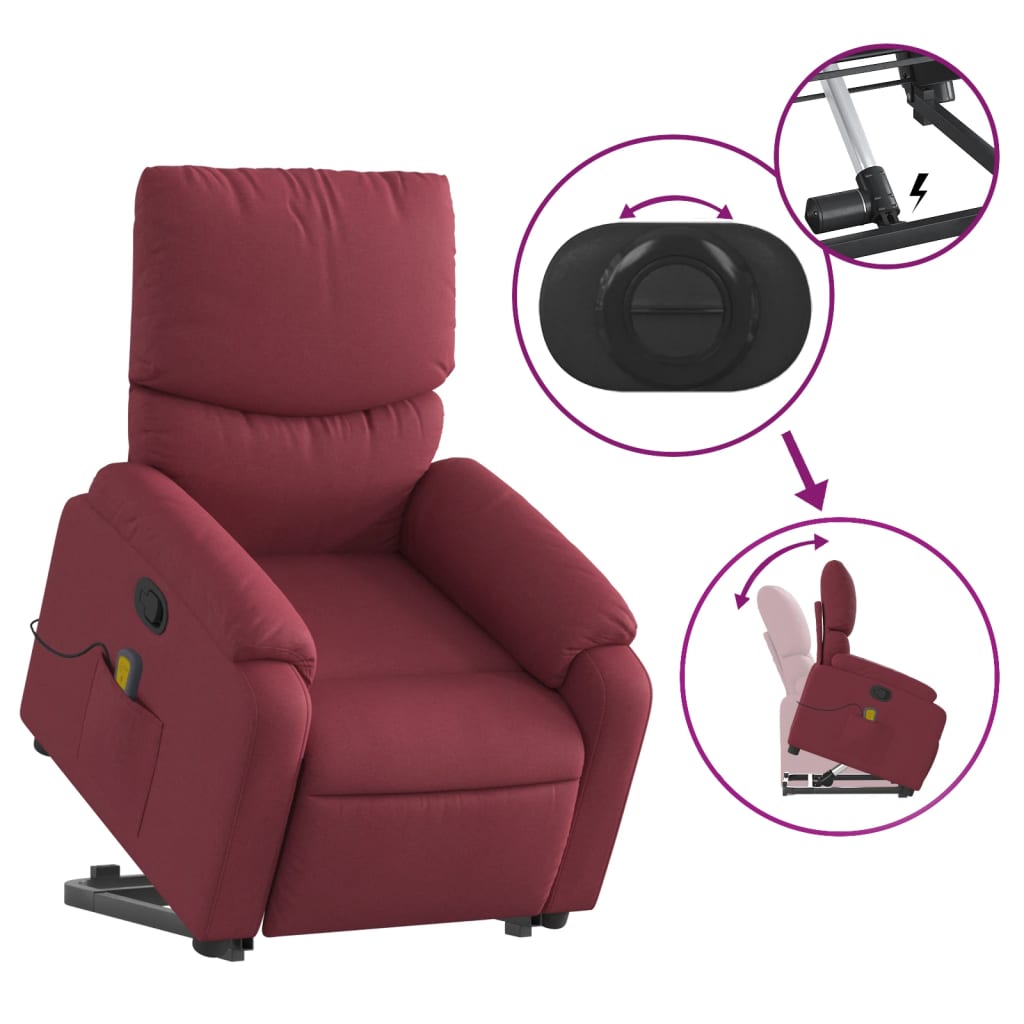 Fauteuil inclinable de massage Rouge bordeaux Tissu