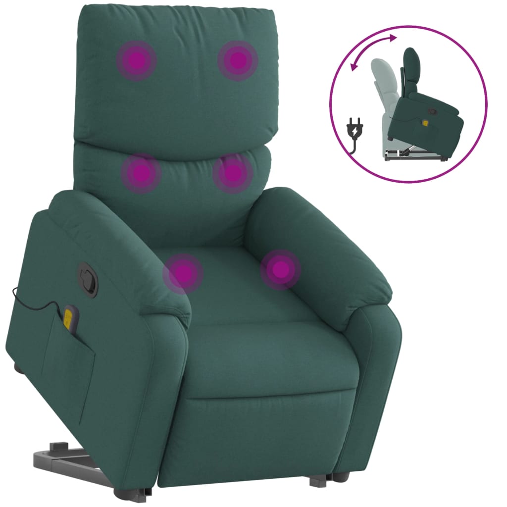 Fauteuil inclinable de massage Vert foncé Tissu