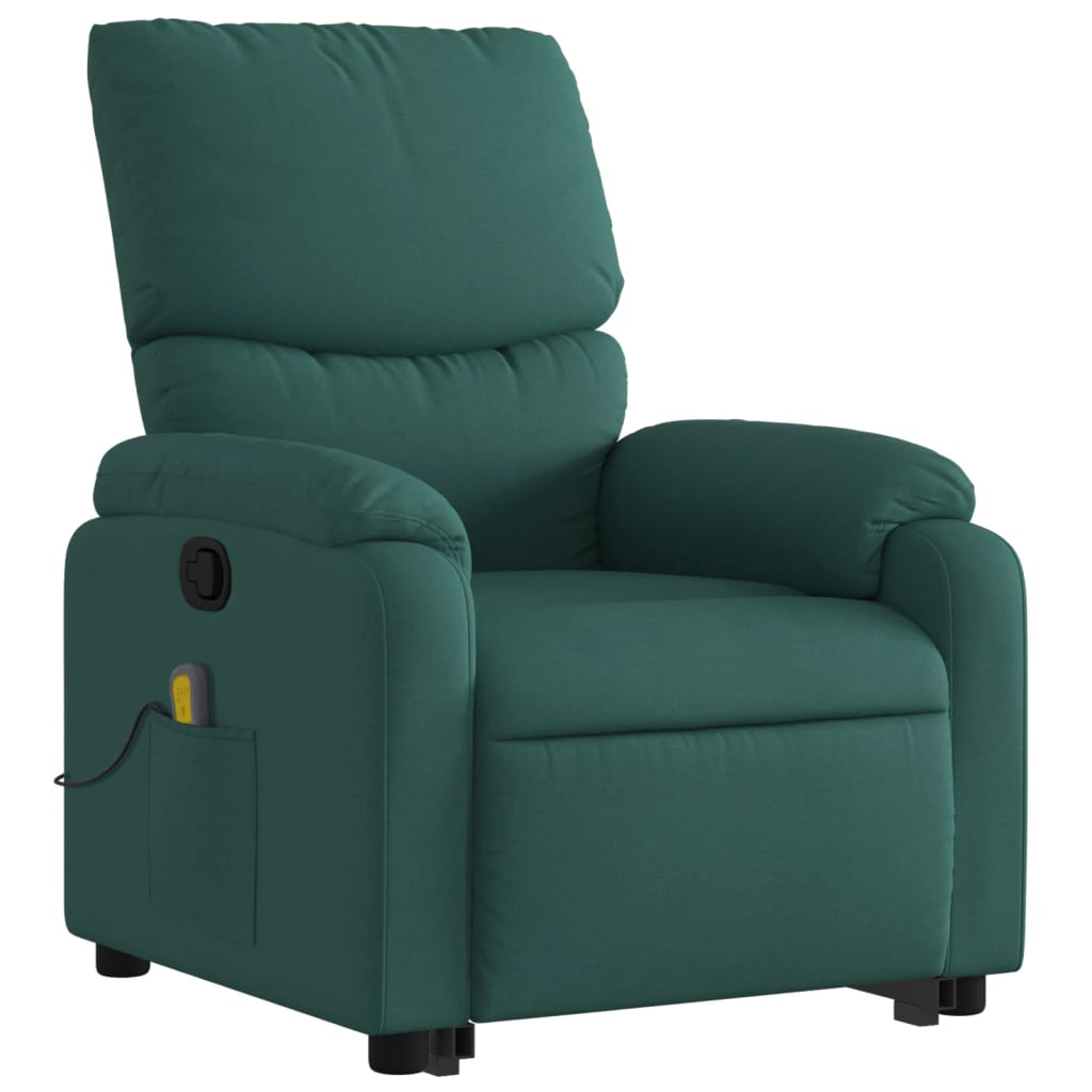 Fauteuil inclinable de massage Vert foncé Tissu