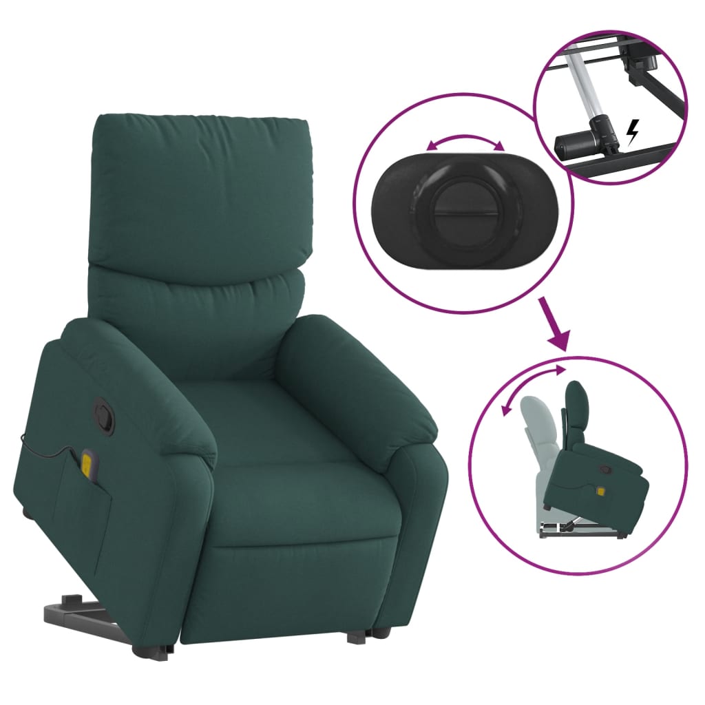 Fauteuil inclinable de massage Vert foncé Tissu