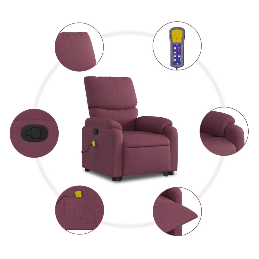 Fauteuil inclinable de massage Violet Tissu