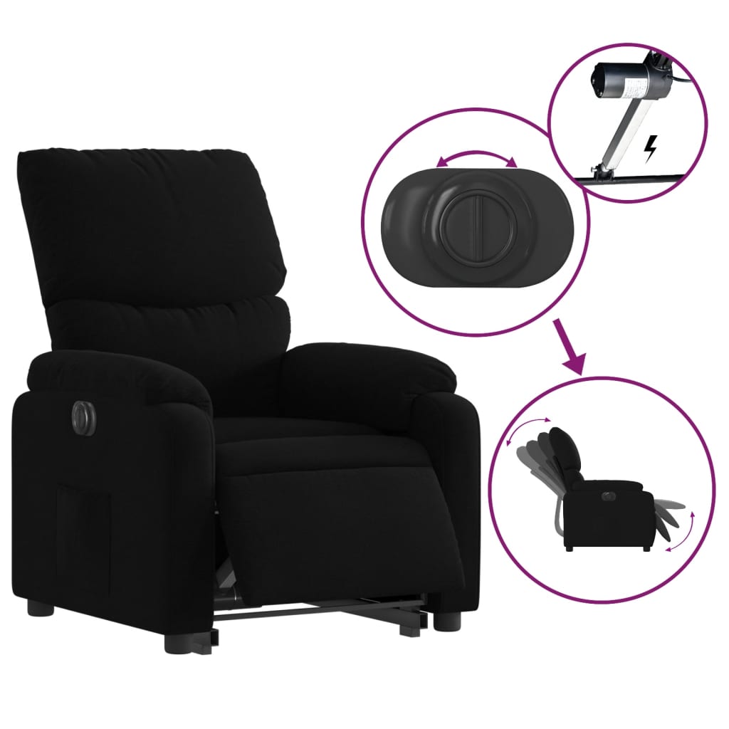 Fauteuil inclinable électrique noir tissu