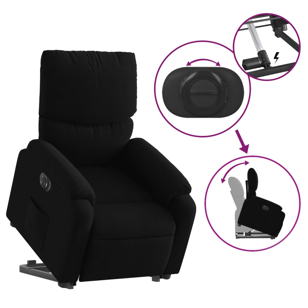 Fauteuil inclinable électrique noir tissu