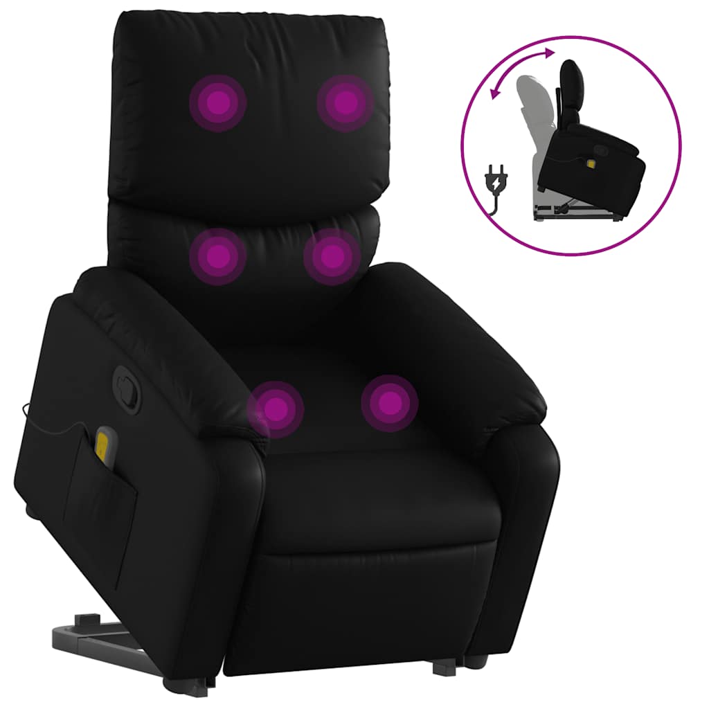 Fauteuil inclinable de massage Noir Similicuir