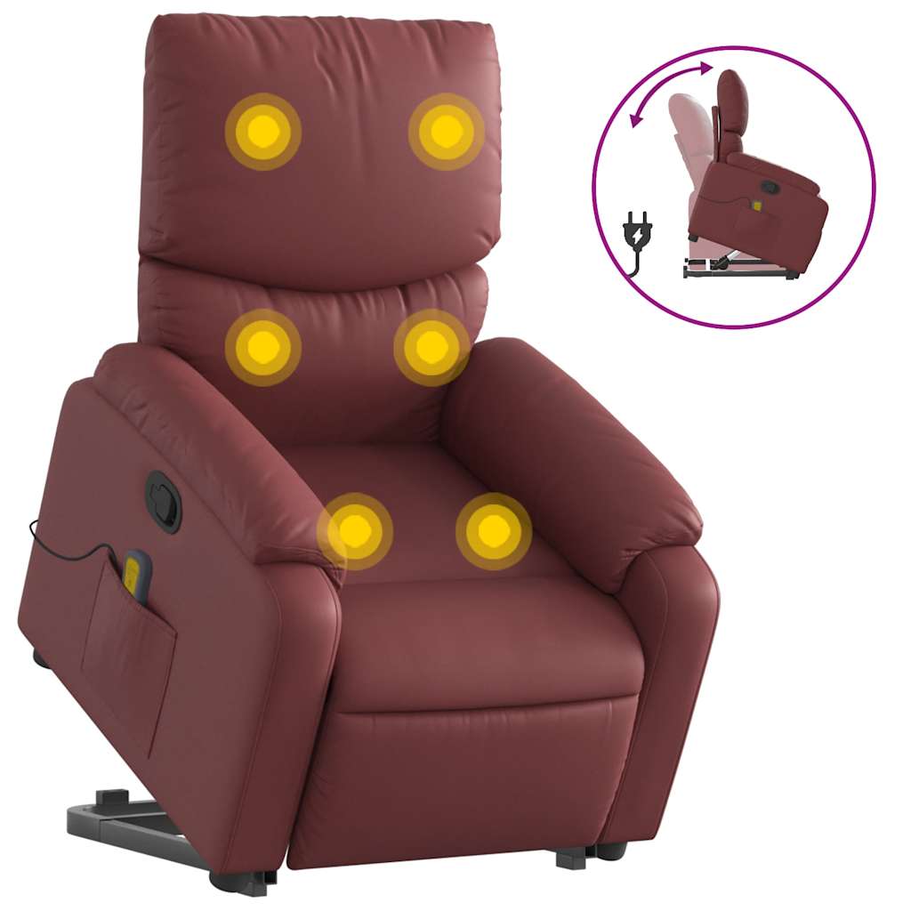 Fauteuil inclinable de massage Rouge bordeaux Similicuir